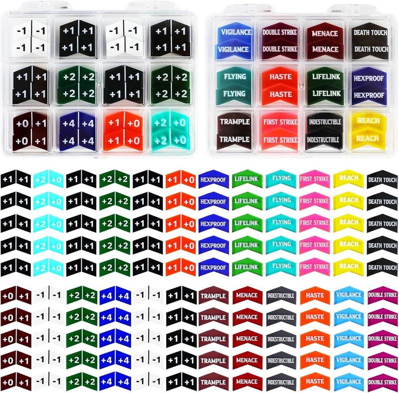 FourDragons 120PCS MTG Keyword Counters Buff Abilities Tokens for Magic Card Accessories, MTG Creature Stats Plus 1 Loyalty Life Counters Tokens for TCG CCG Magic Card Gaming Accessories - Image 1